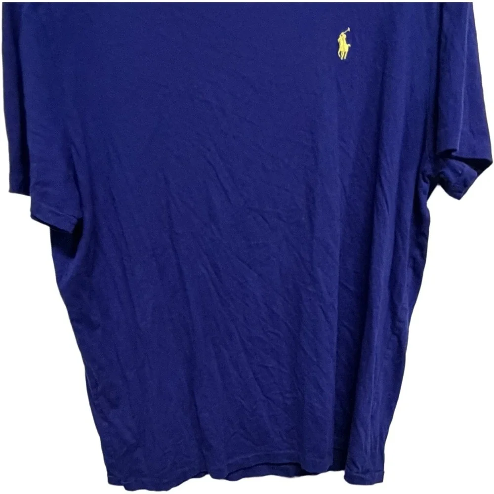 Polo Ralph Lauren Classic Crewneck T-Shirt Blue Yellow Pony Logo Short Sleeve XL
